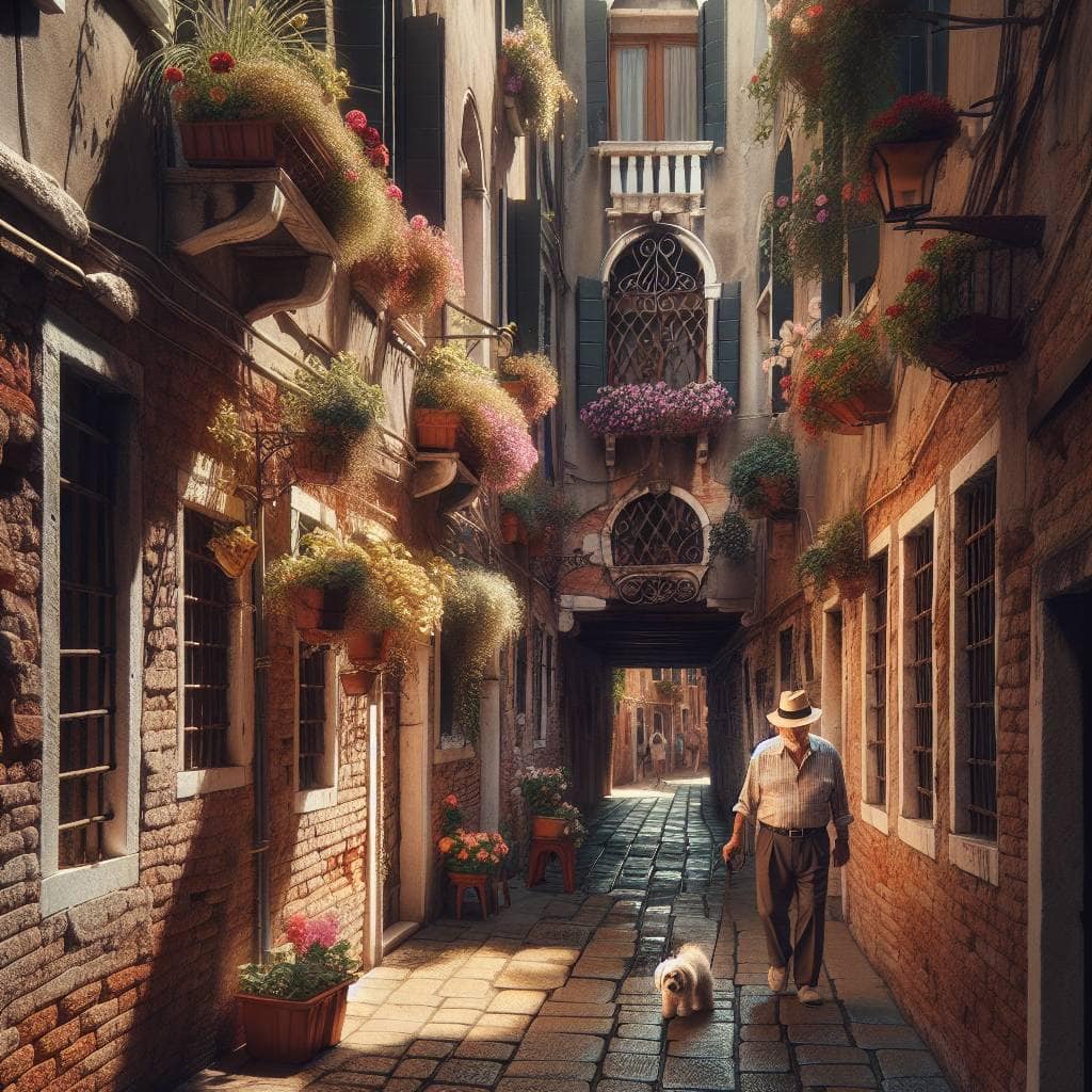 Beyond the canals in Venice, hidden alleyway.