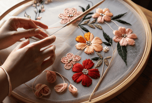 Embroidery on Tulle fabric art