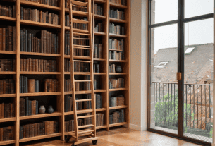 Vertical Library Ladder in use